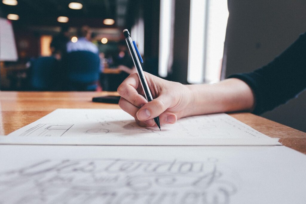Example of writing up a marketing plan, taking the time to create it in person.