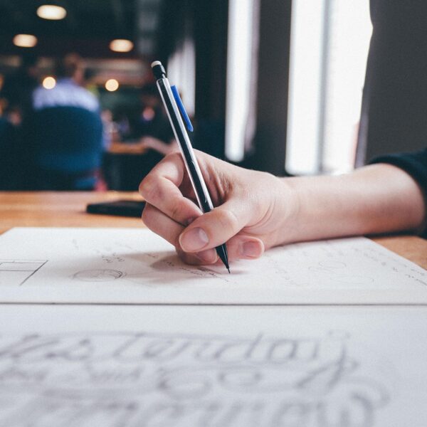 Example of writing up a marketing plan, taking the time to create it in person.