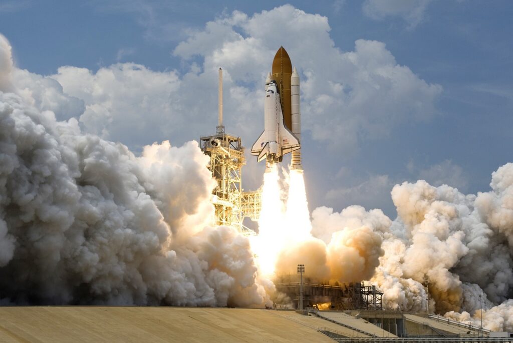 A rocket launch, an example of having a strong plan to get lift off